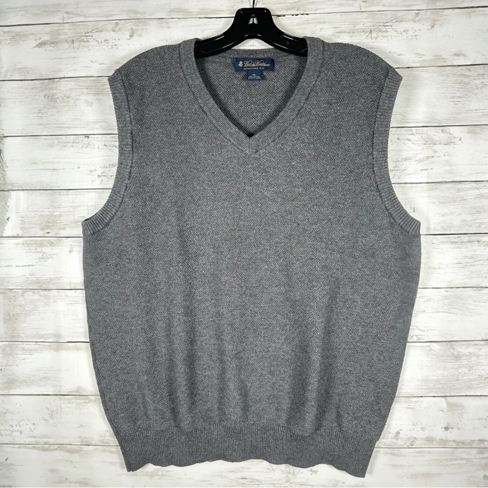 Brooks Brothers Knit Cotton Cashmere Gray Men’s Classic Preppy Vest XL
